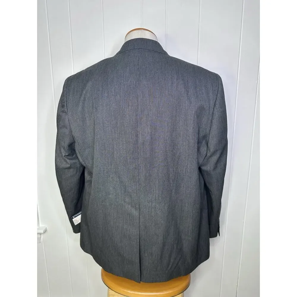 NWT Stafford PORTLY FIT Gray Blazer suit Jacket - Mens 48R - Gray Tic Poly Blend